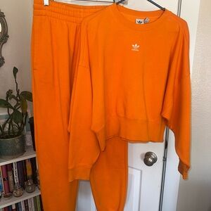 Adidas Orange Set: Crewneck and Sweats Set (sweatsuit set)